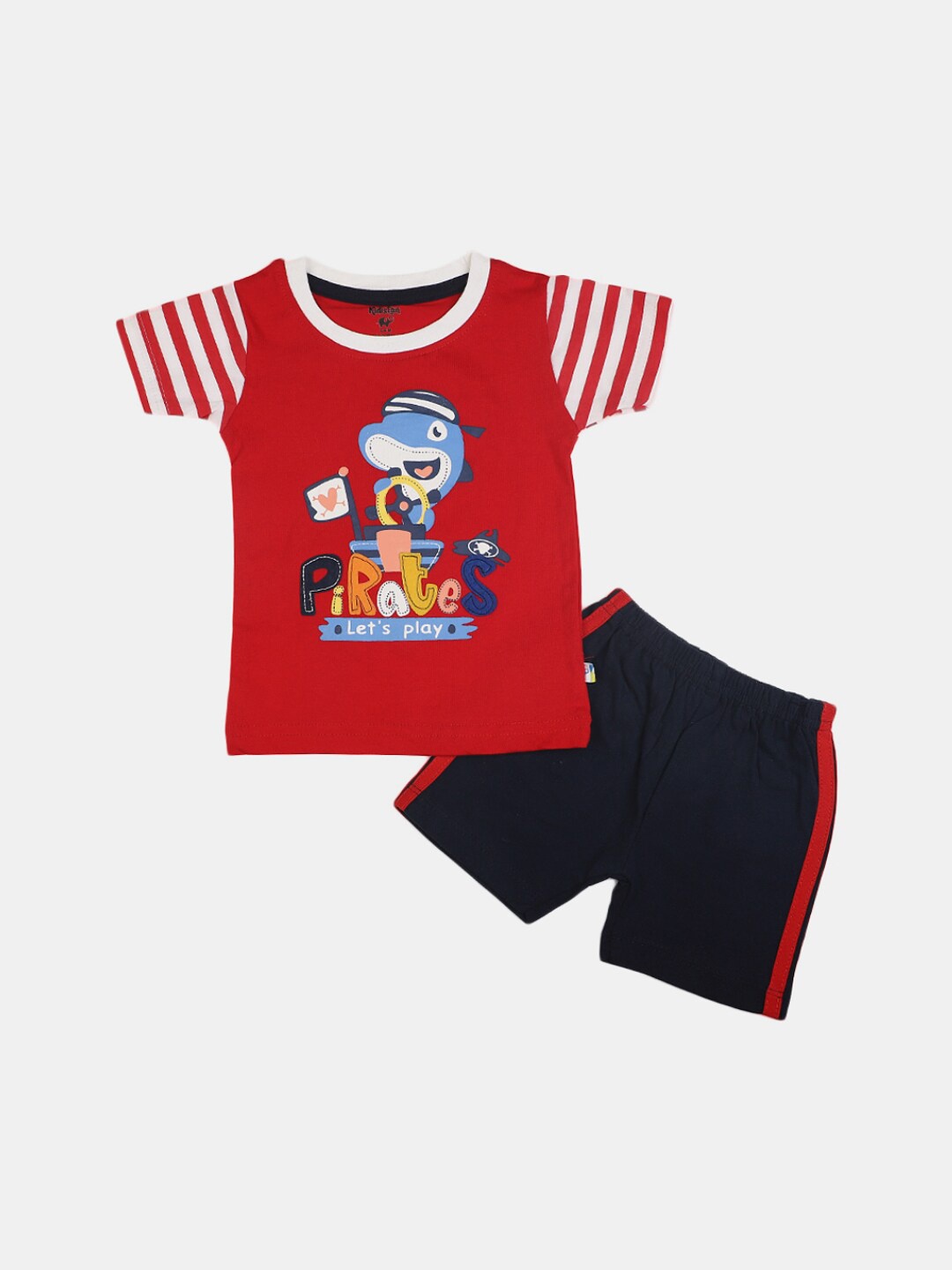 

V-Mart Infant Boys Printed Pure Cotton T-Shirt With Shorts, Red