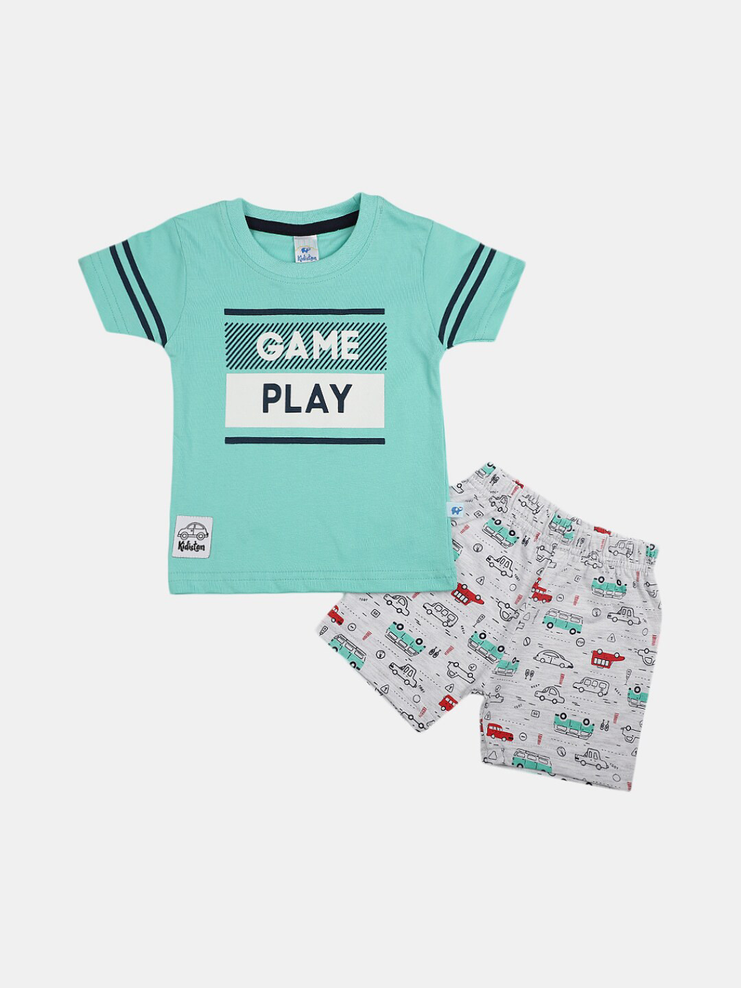 

V-Mart Kids Printed Pyre Cotton T-shirt with Shorts, Green