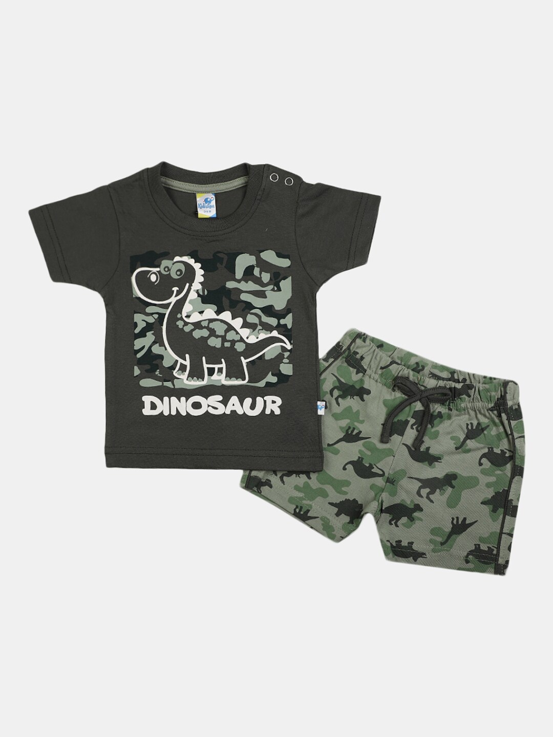 

V-Mart Infants Printed Pure Cotton T-shirt with Shorts, Olive
