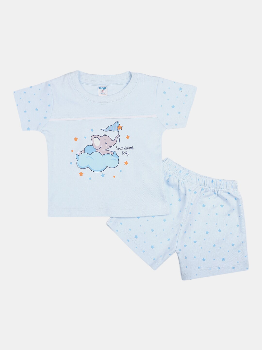 

V-Mart Infants Printed Cotton T-shirt with Shorts, Blue