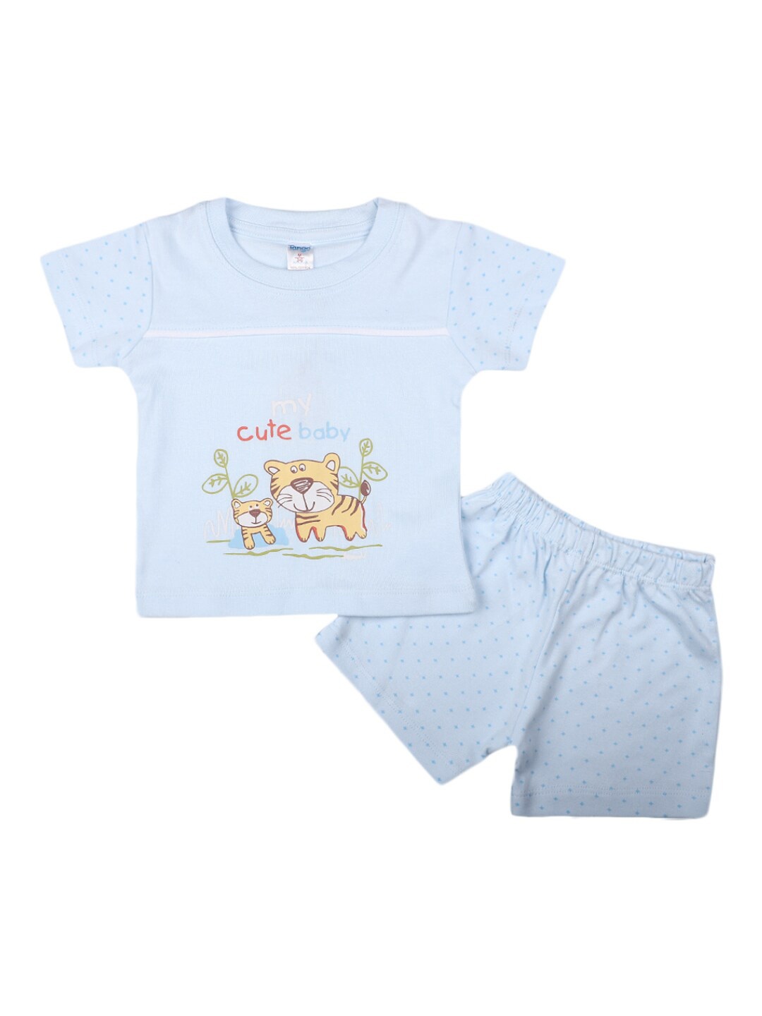 

V-Mart Infants Pure Cotton Printed T-shirt With Shorts Set, Blue