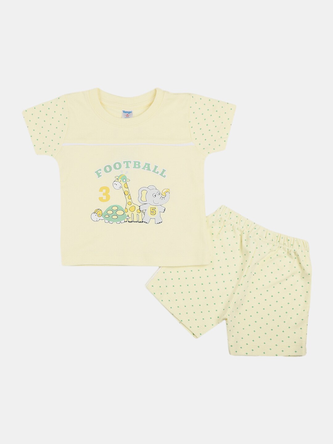 

V-Mart Infants Printed Pure Cotton T-shirt with Shorts, Yellow