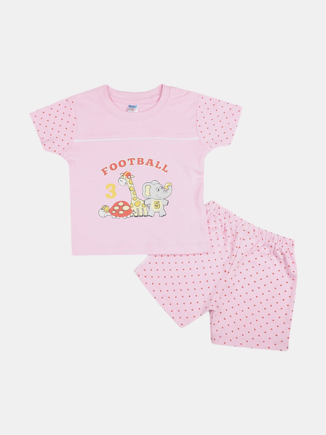 

V-Mart Infant Kids Graphic Printed Pure Cotton T-shirt With Shorts, Pink