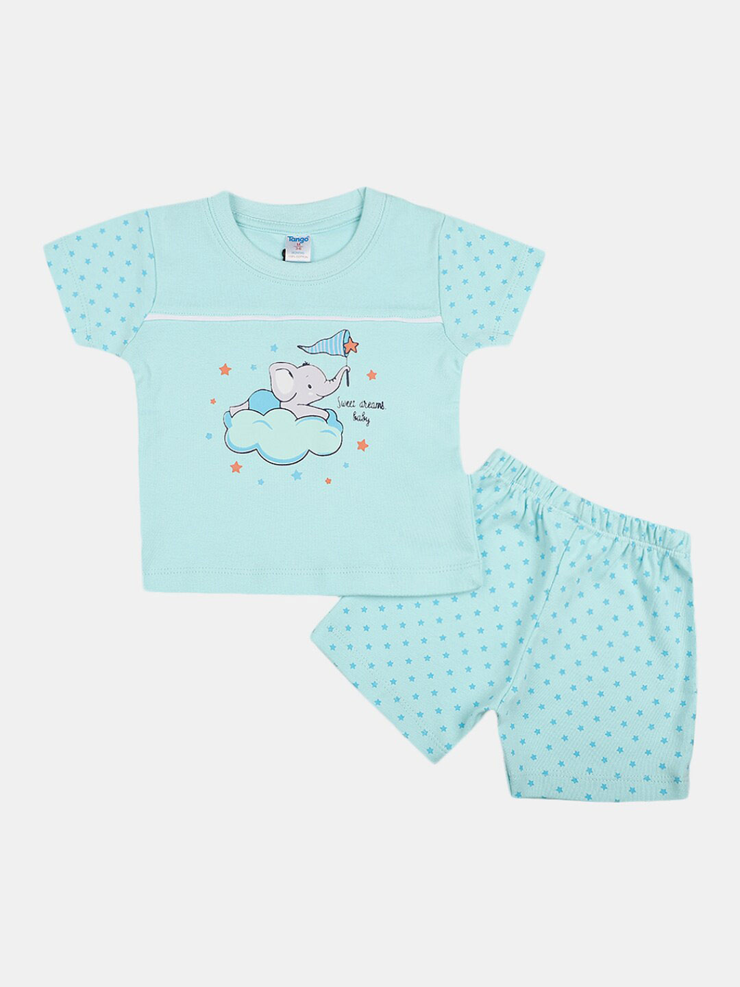 

V-Mart Infants Printed Cotton T-shirt with Shorts, Turquoise blue