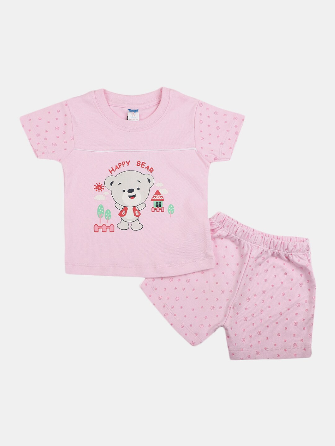 

V-Mart Infants Printed Pure Cotton T-shirt with Shorts, Pink