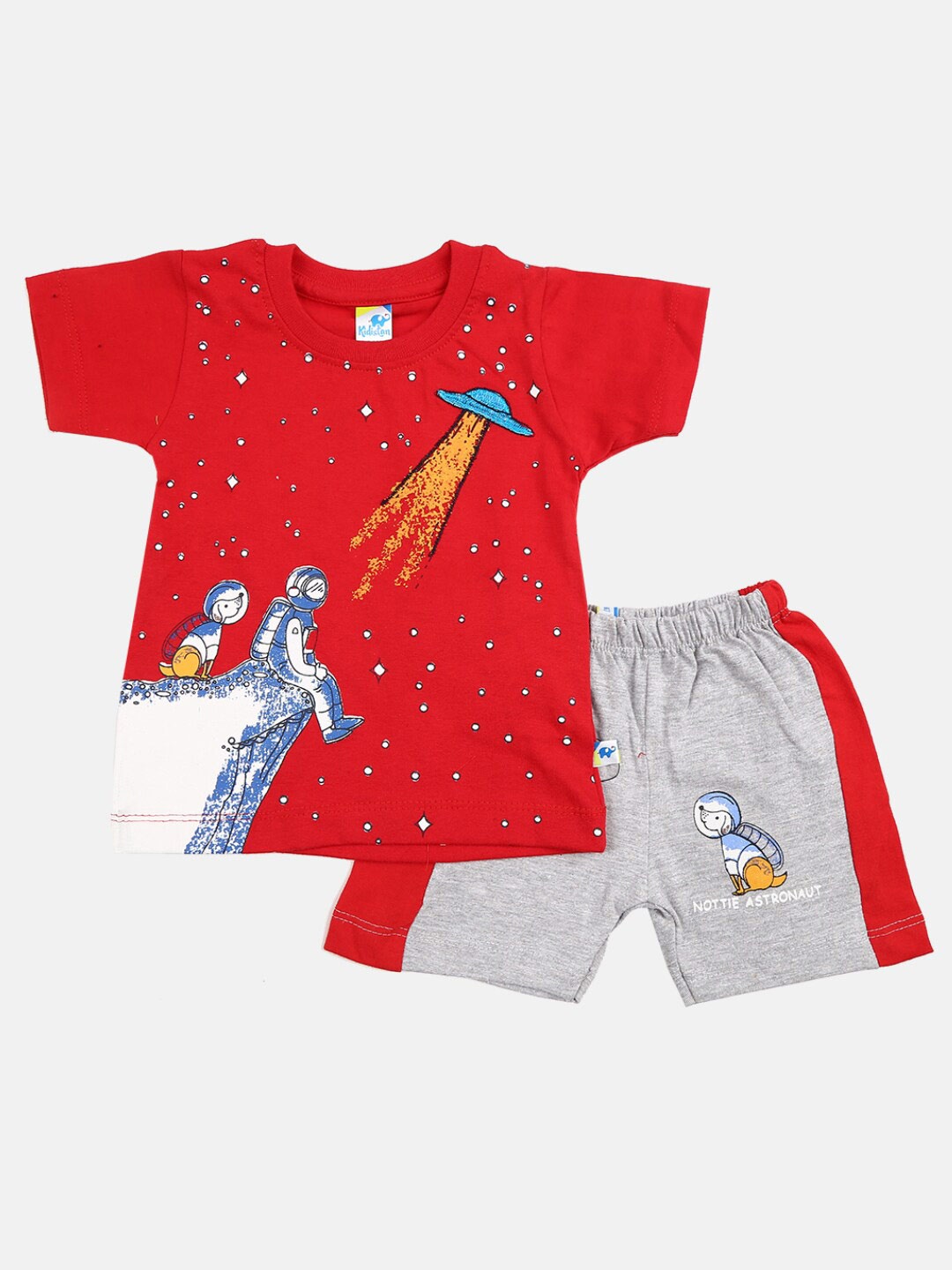 

V-Mart Infants Printed Pure Cotton T-shirt with Shorts, Red