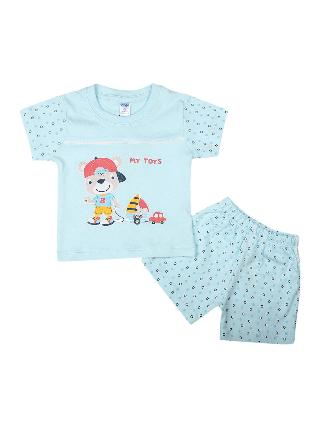 

V-Mart Infant Boys Printed Pure Cotton T-shirt With Shorts, Blue