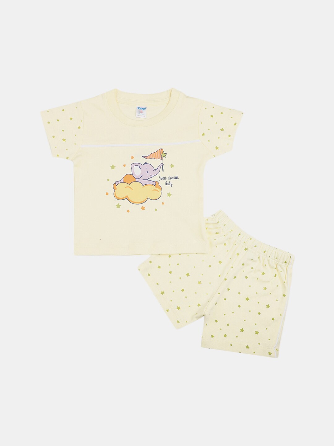 

V-Mart Infants Printed Pure Cotton T-shirt with Shorts, Yellow