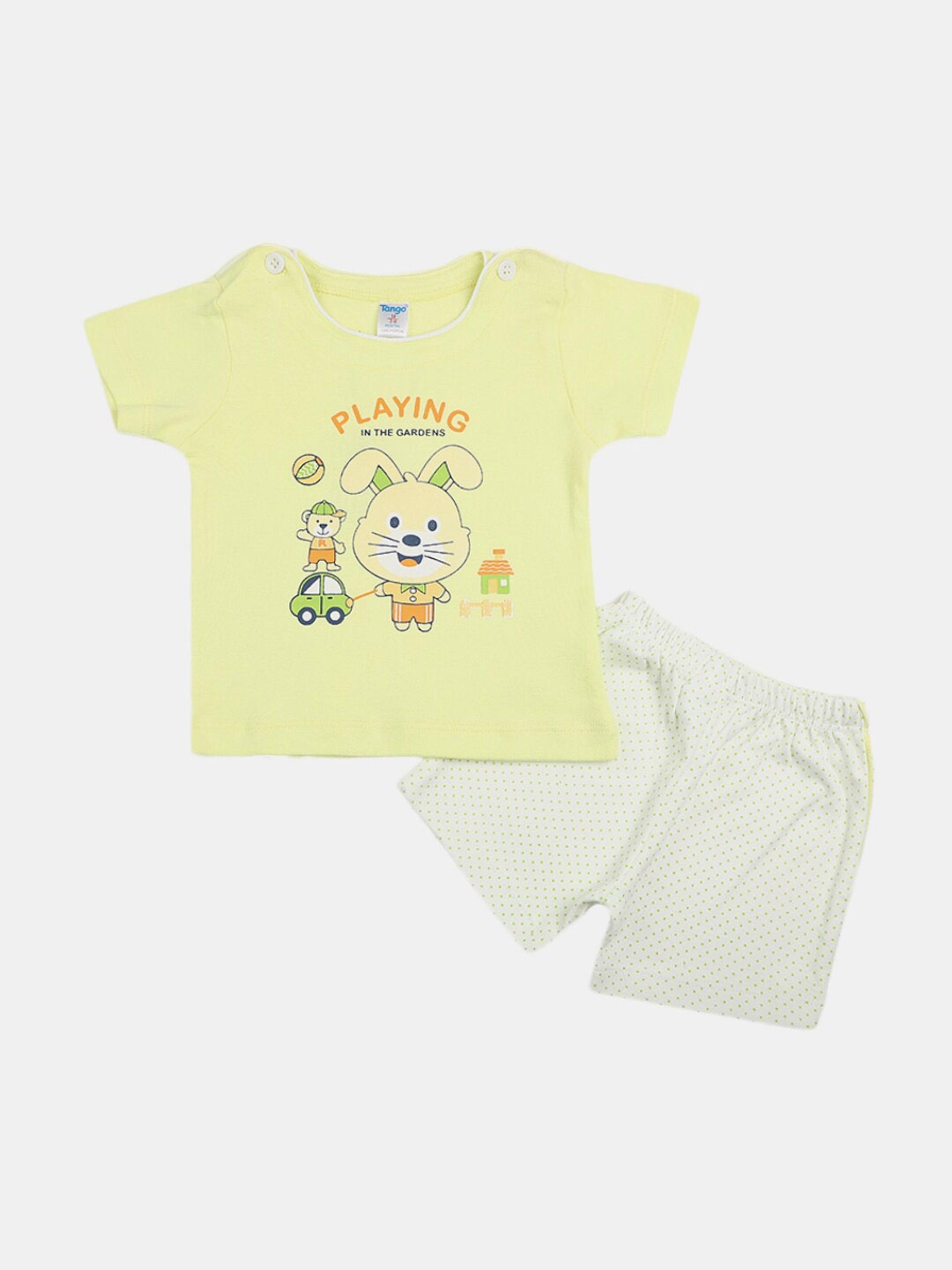

V-Mart Infants Printed Pure Cotton T-shirt with Shorts, Yellow