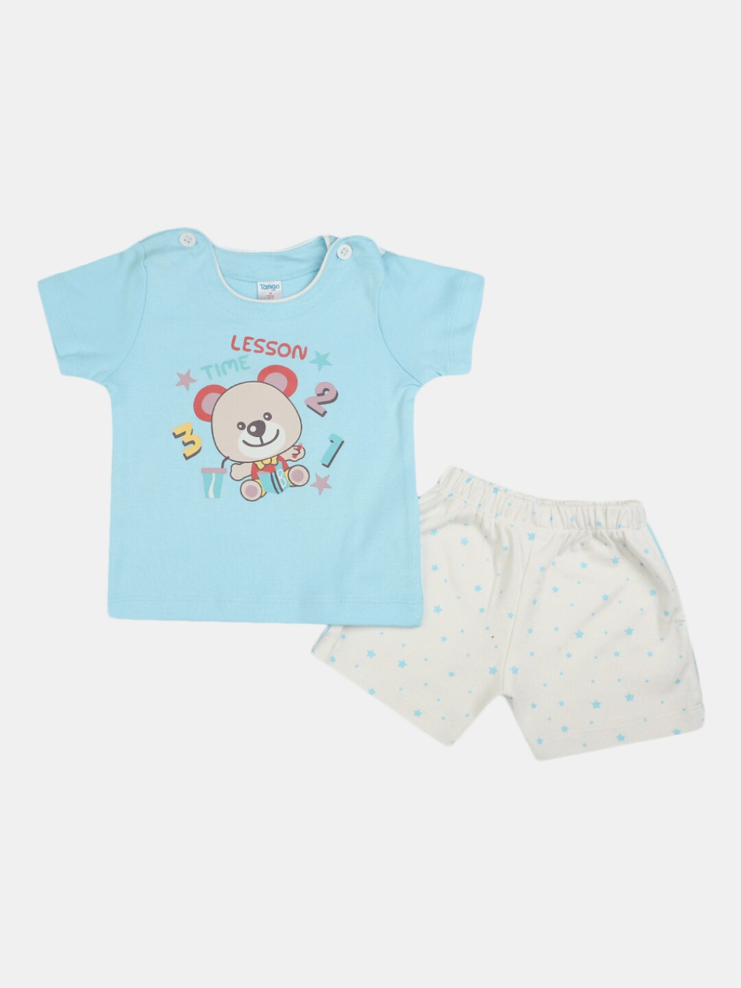 

V-Mart Infants Printed Round Neck Pure Cotton T-Shirt with Shorts, Blue