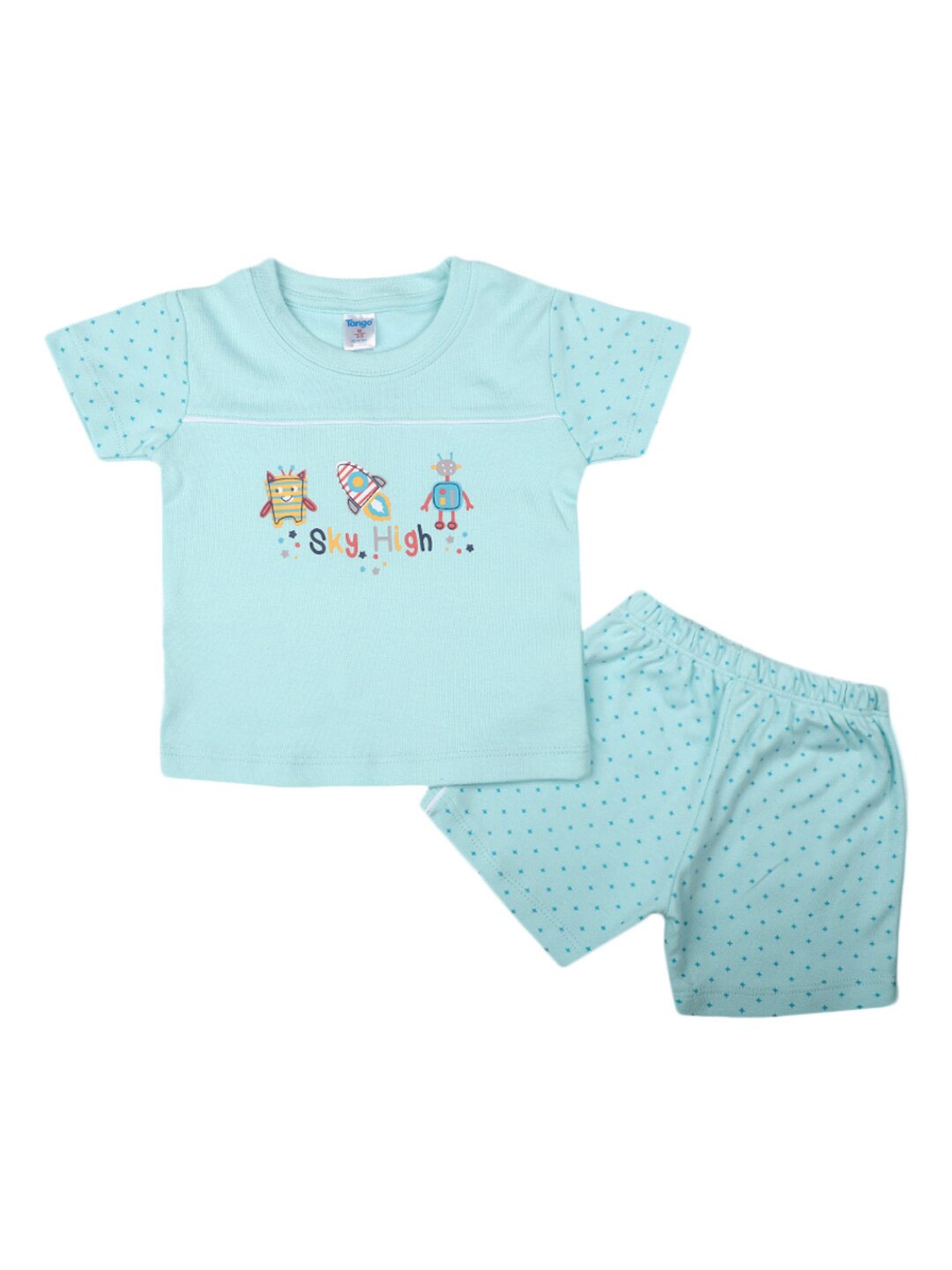 

V-Mart Infant Boys Printed Pure Cotton T-shirt With Shorts, Blue