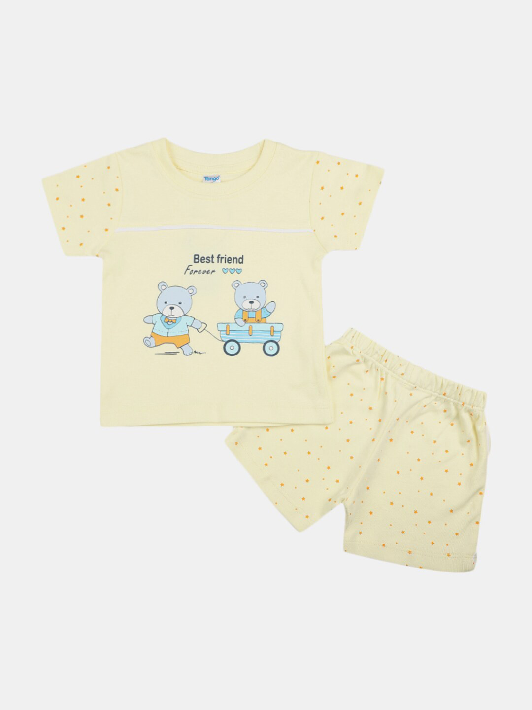 

V-Mart Infants Printed Cotton T-shirt with Shorts, Yellow