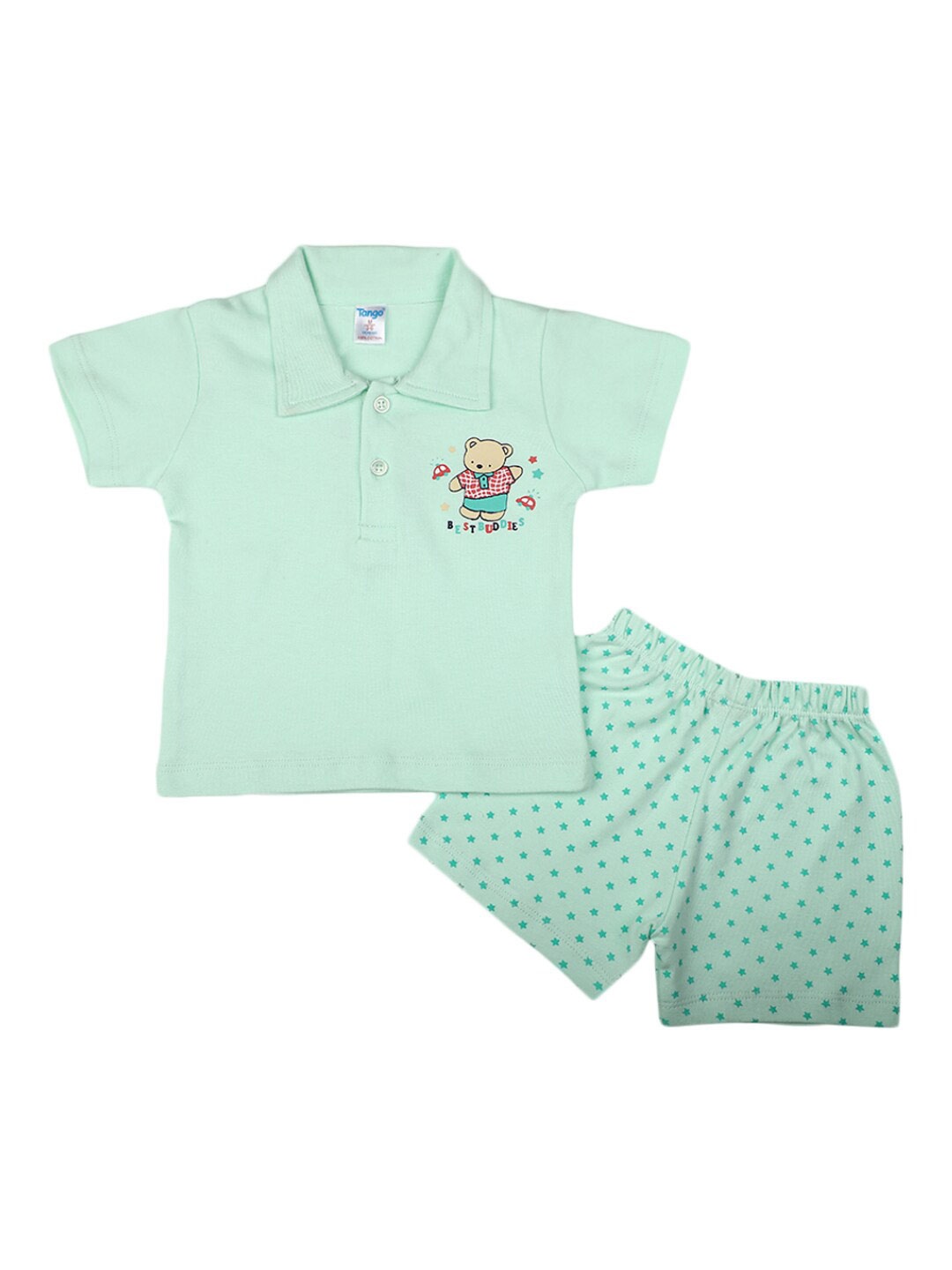 

V-Mart Infants Printed Pure Cotton T-shirt with Shorts, Green