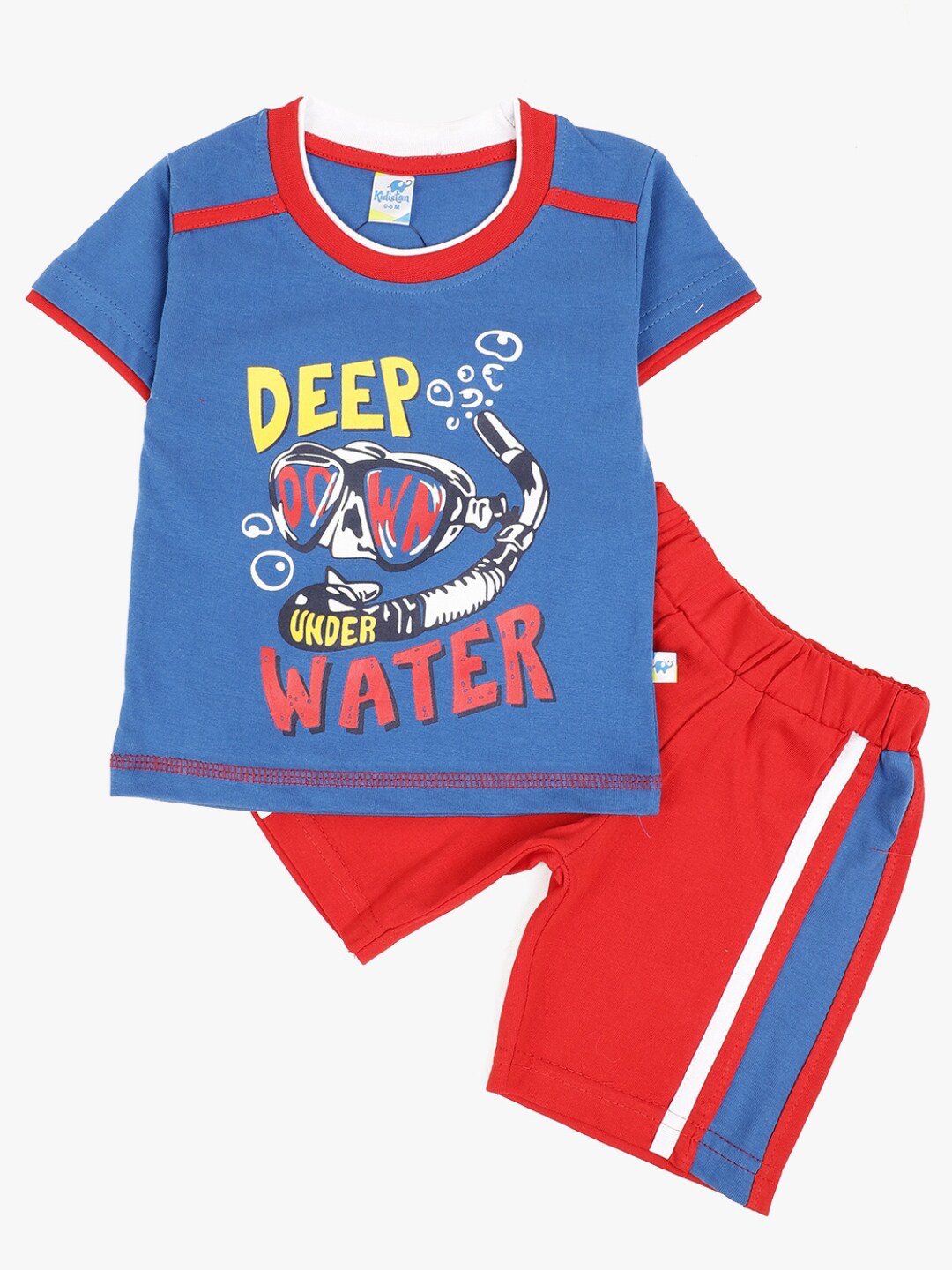 

V-Mart Infant Boys Printed Pure Cotton Short Sleeves T-shirt with Shorts Clothing Set, Blue