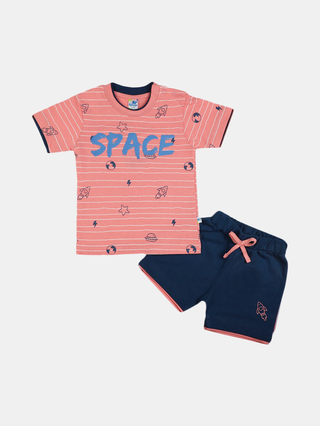 

V-Mart Infant Boys Printed Cotton T-shirt with Shorts, Pink