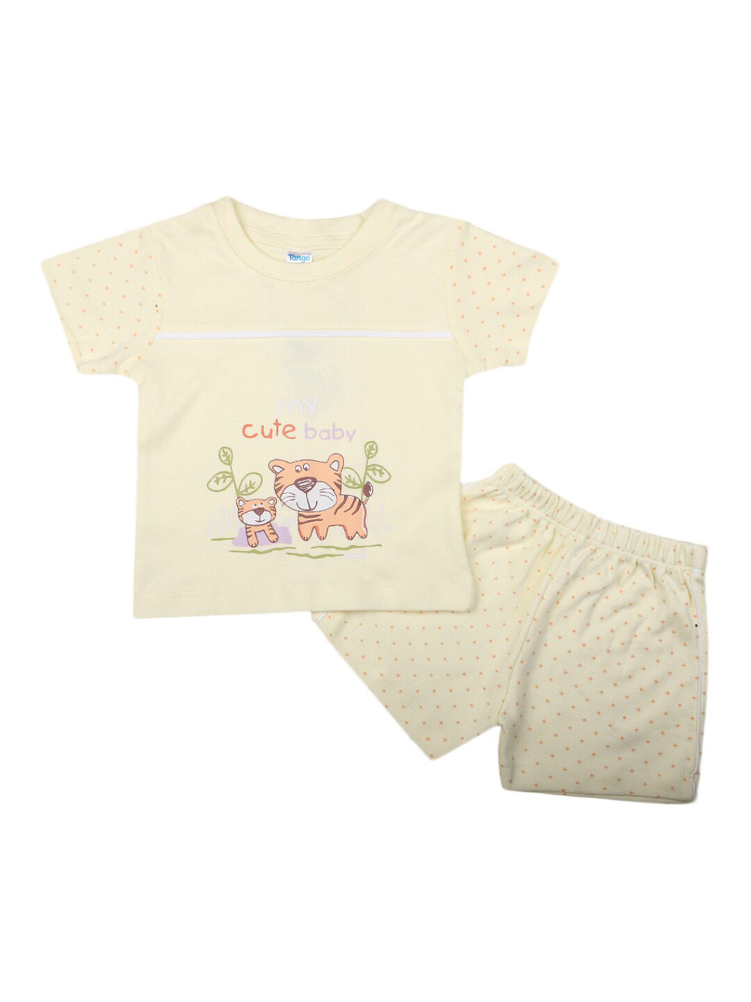 

V-Mart Infants Printed Pure Cotton T-shirt With Shorts, Yellow