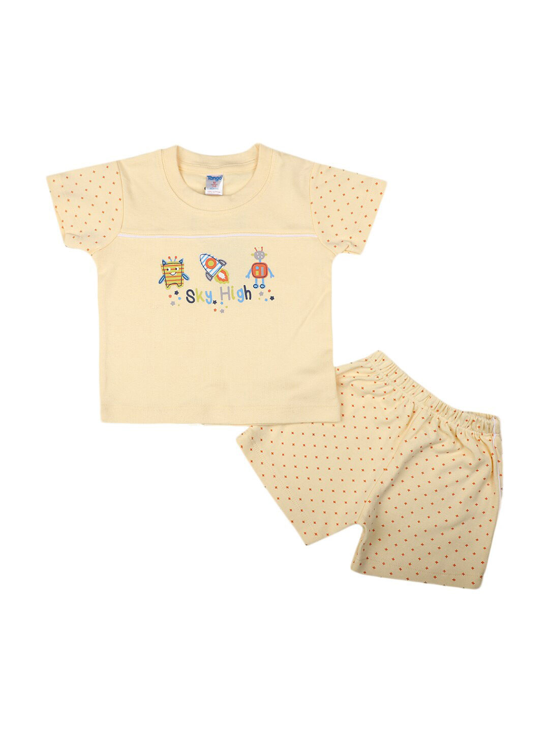 

V-Mart Infants Printed Pure Cotton T-shirt with Shorts, Yellow
