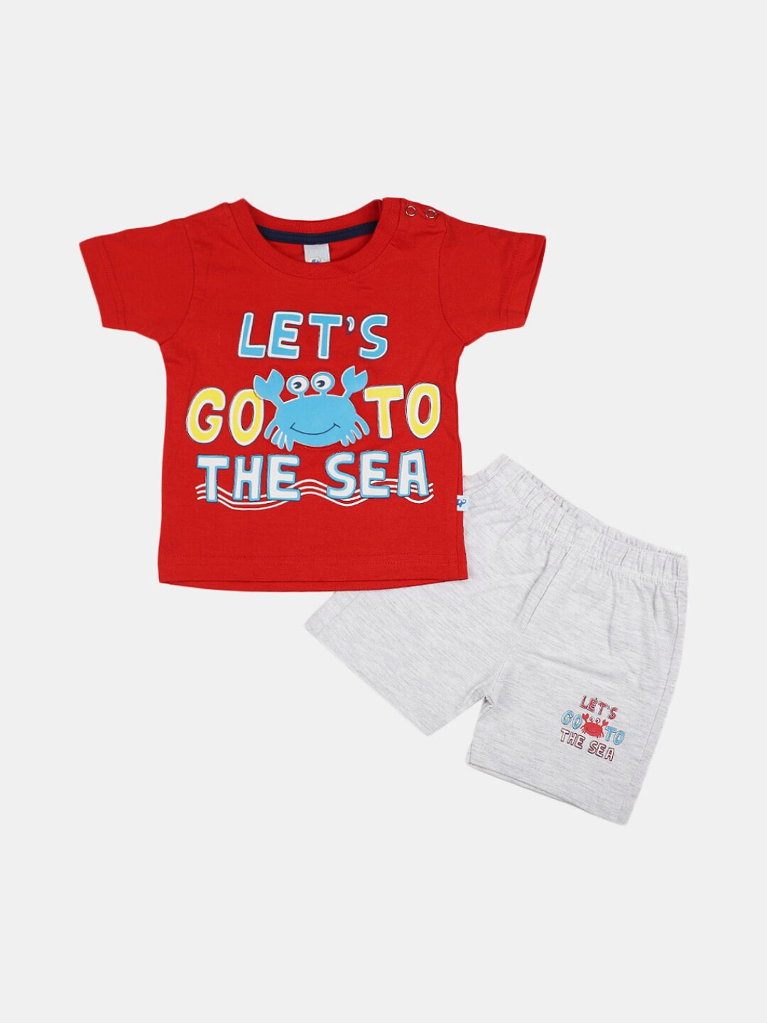 

V-Mart Infants Printed Pure Cotton T-shirt with Shorts, Red