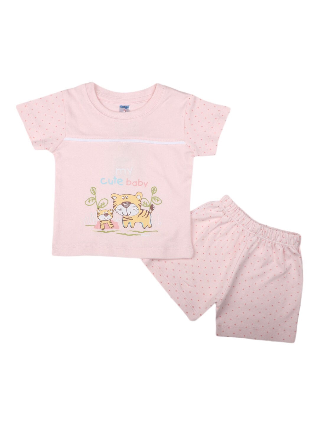 

V-Mart Infant Girls Printed Pure Cotton T-shirt With Shorts, Pink