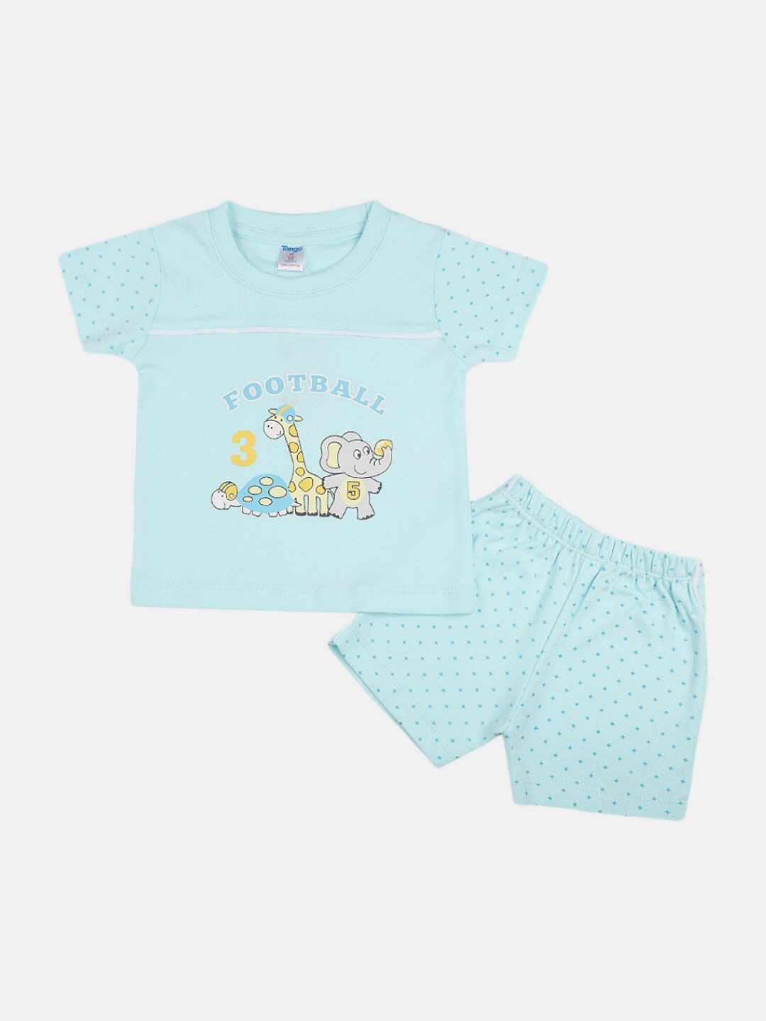 

V-Mart Infants Printed Round Neck Pure Cotton T-Shirt with Shorts, Blue