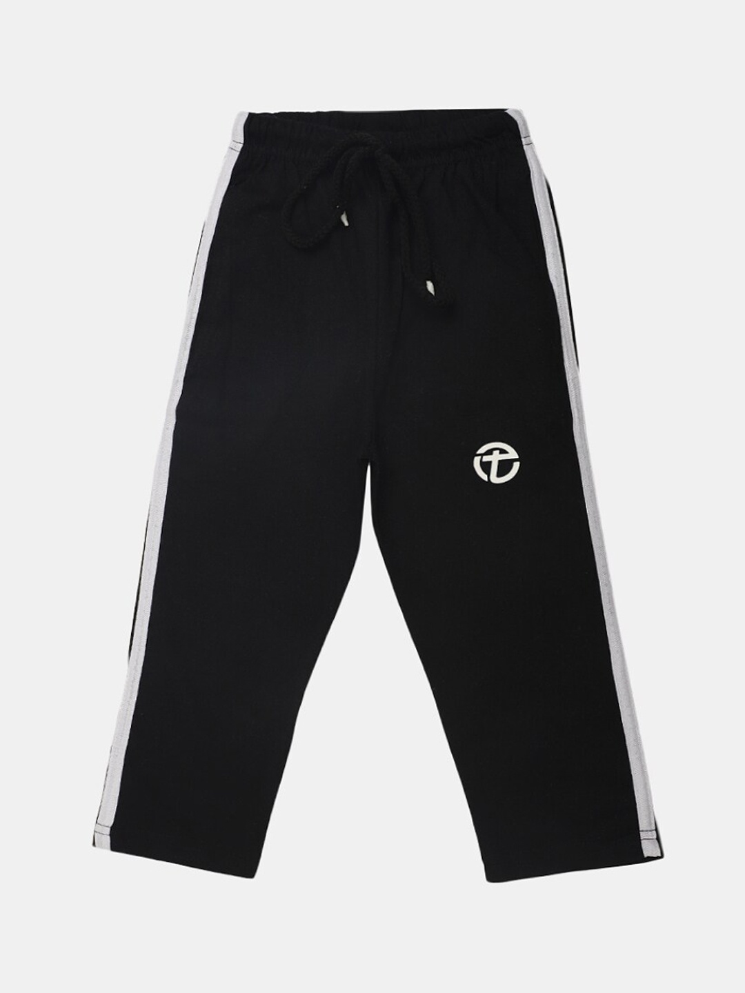 

V-Mart Boys Solid Cotton Lounge Pants With Side Panel Detail, Black