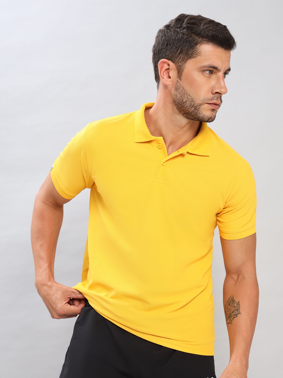 

Technosport Polo Collar Antimicrobial Slim Fit Sports T-Shirt, Yellow