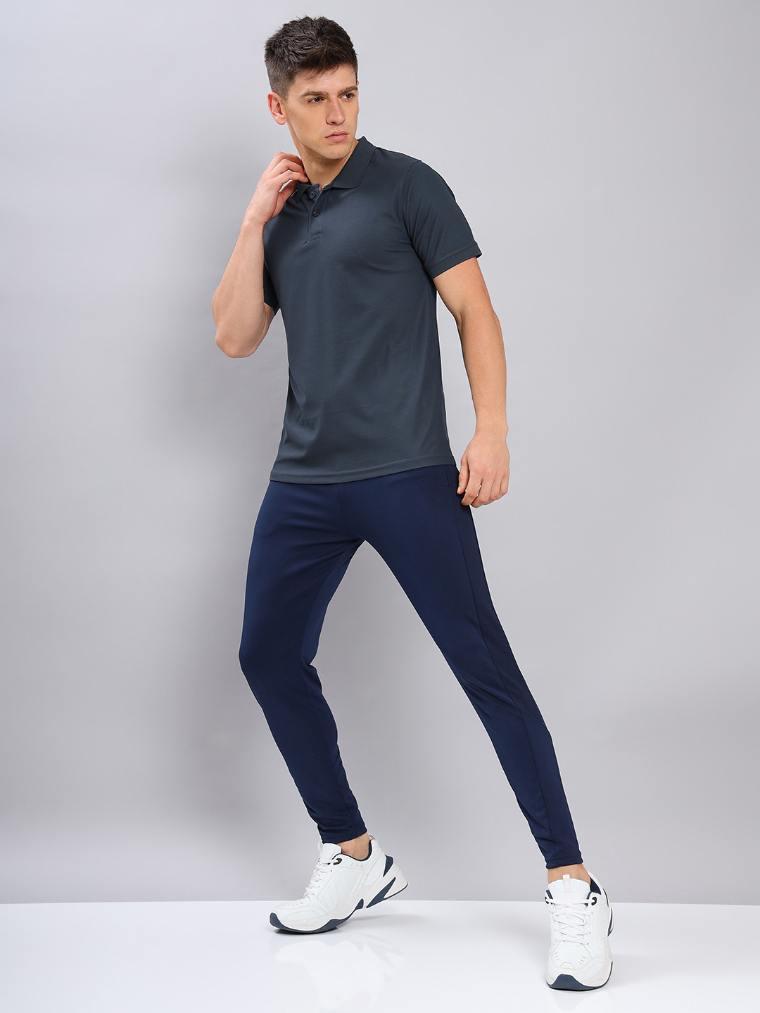 

Technosport Polo Collar Antimicrobial Slim Fit Sports T-Shirt, Charcoal