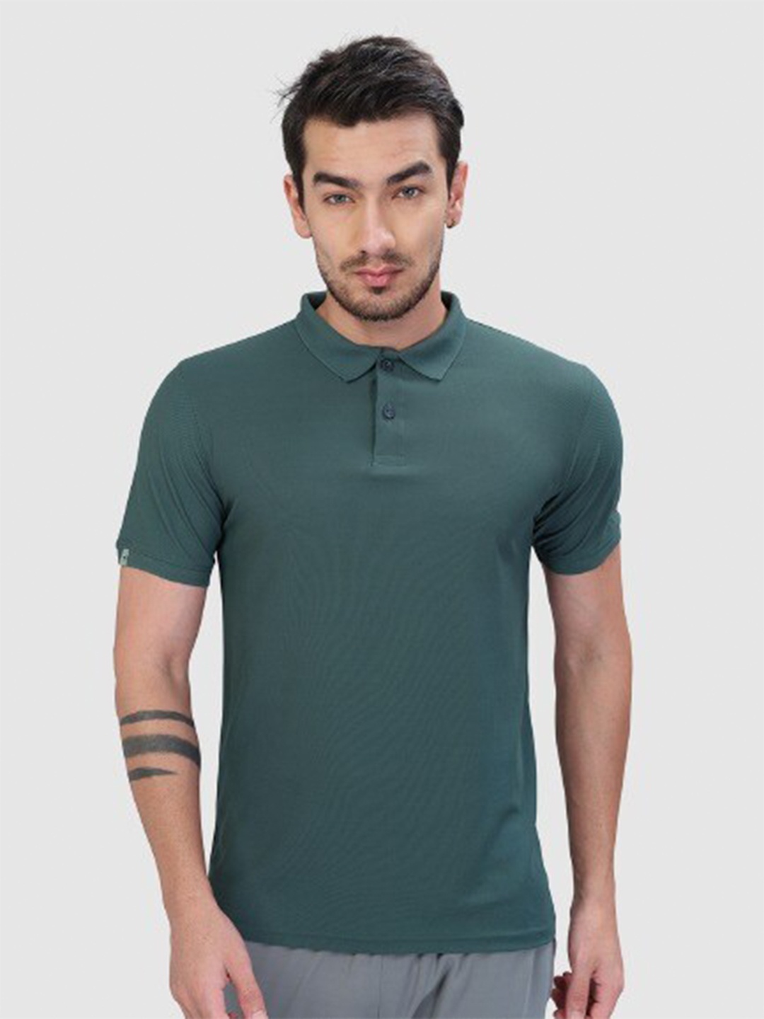 

Technosport Men Polo Collar Antimicrobial Slim Fit T-shirt, Green