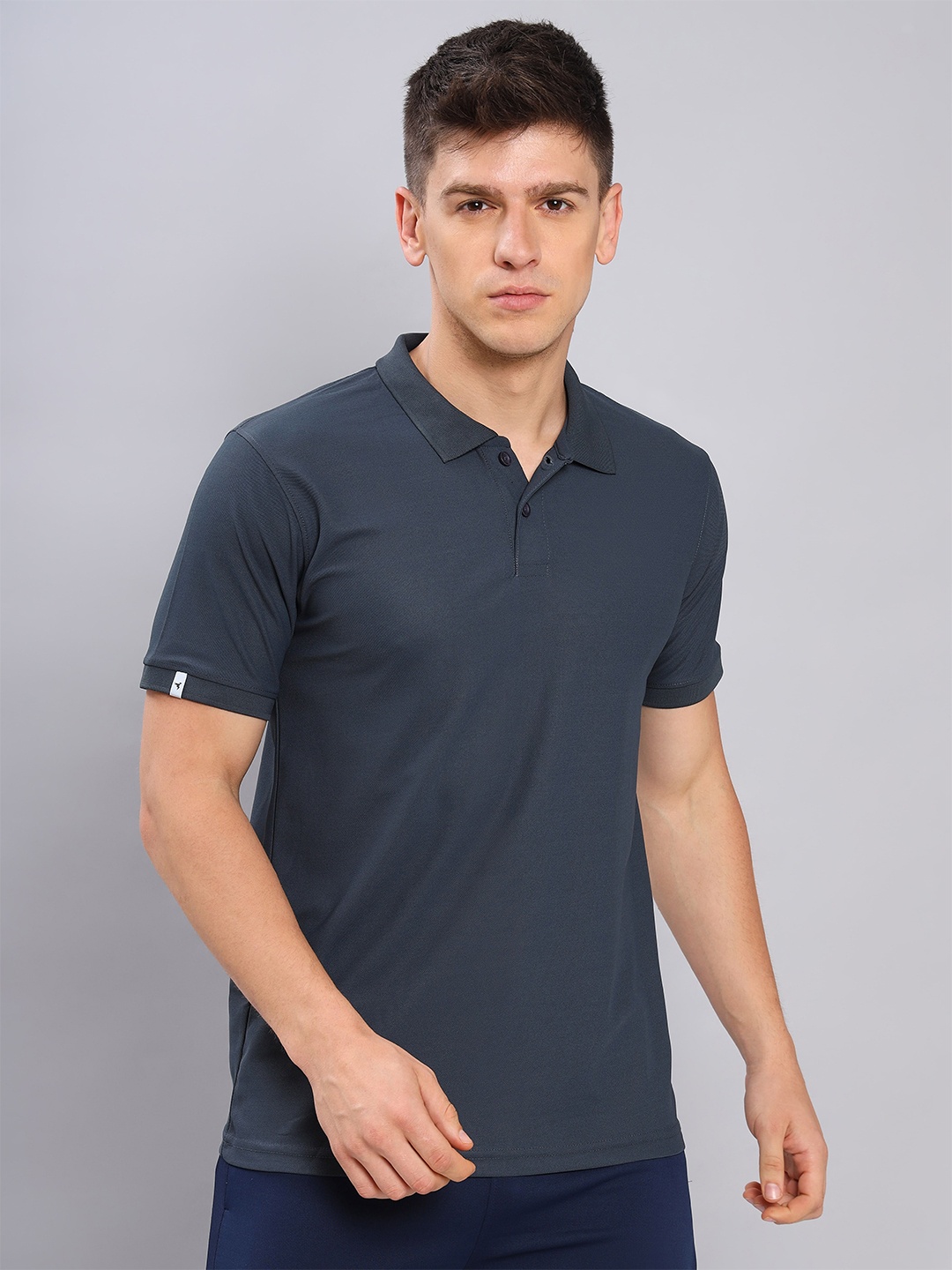 

Technosport Polo Collar Antimicrobial Slim Fit Sports T-Shirt, Charcoal