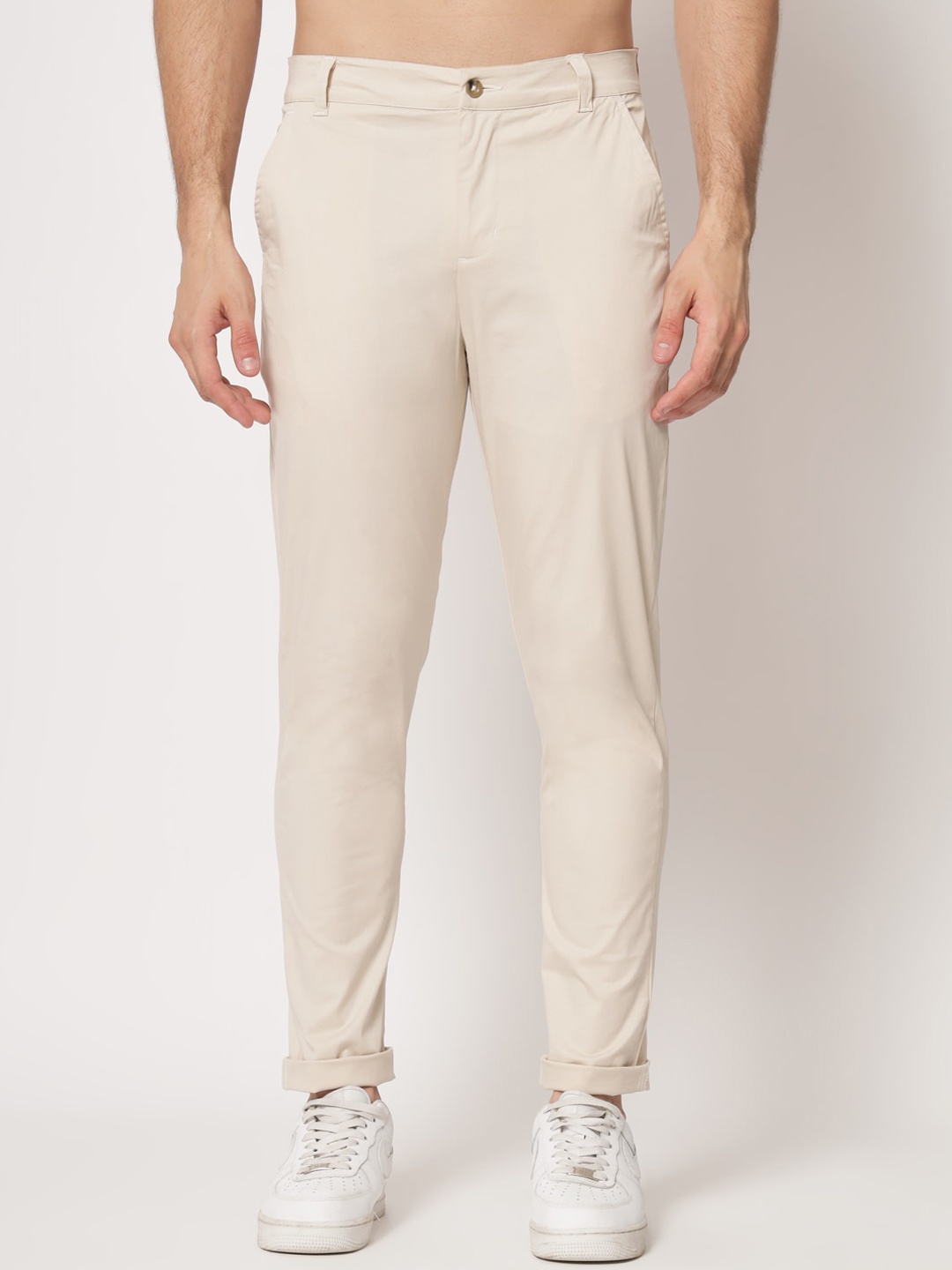 

Aazing London Men Mid-Rise Original Trousers, Cream