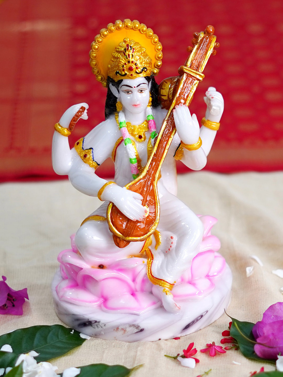 

Gallery99 White & Brown Saraswati Idol Showpiece