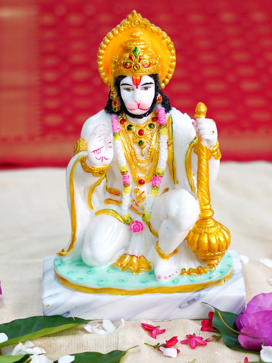

Gallery99 White & Yellow Painted Hanuman Idol Showpiece