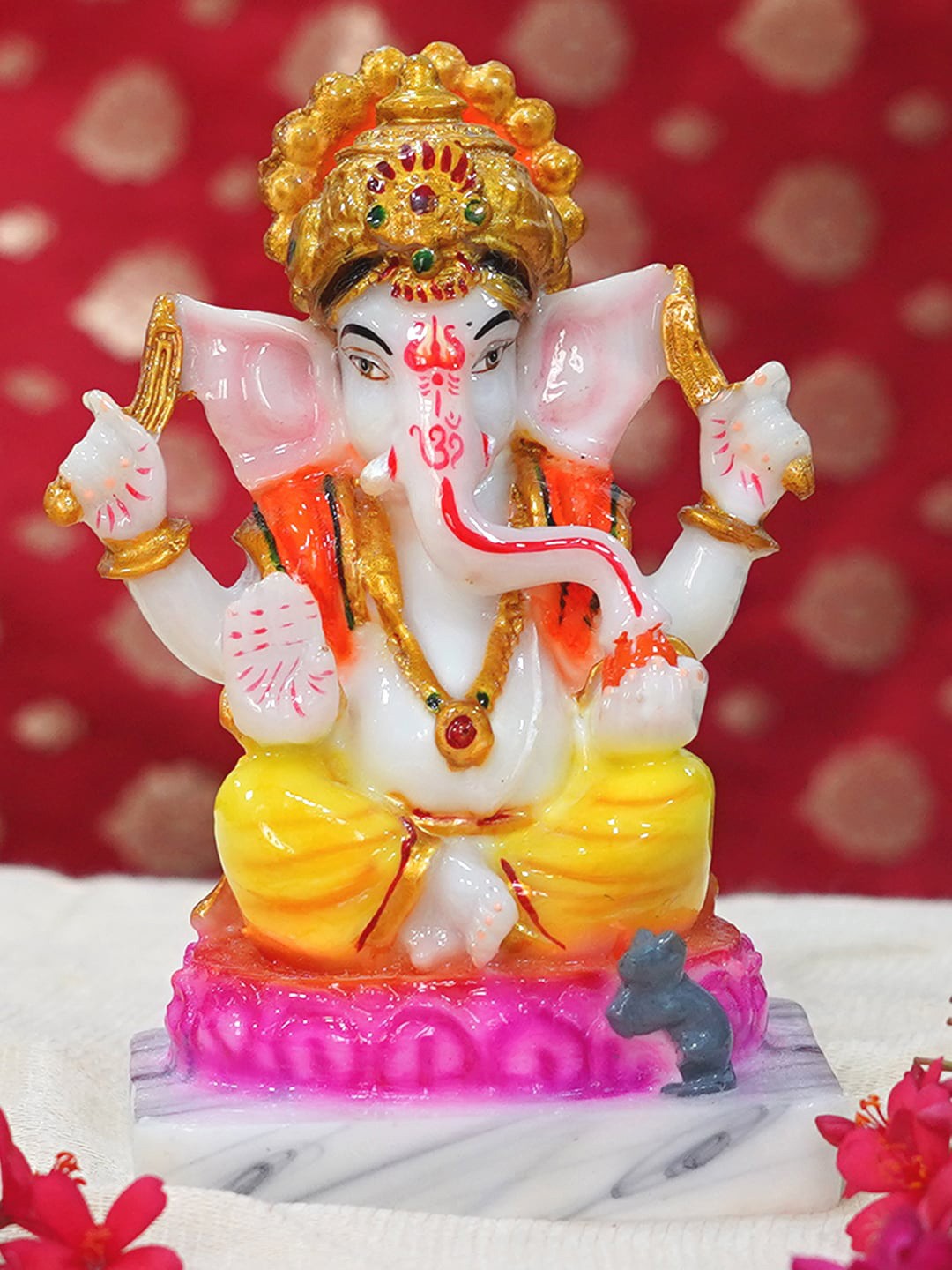

Gallery99 White & Pink Ganesh Painted Idol Showpiece