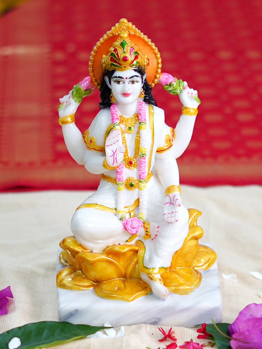 

Gallery99 White & Yellow Laxmi Painted Idol Showpiece