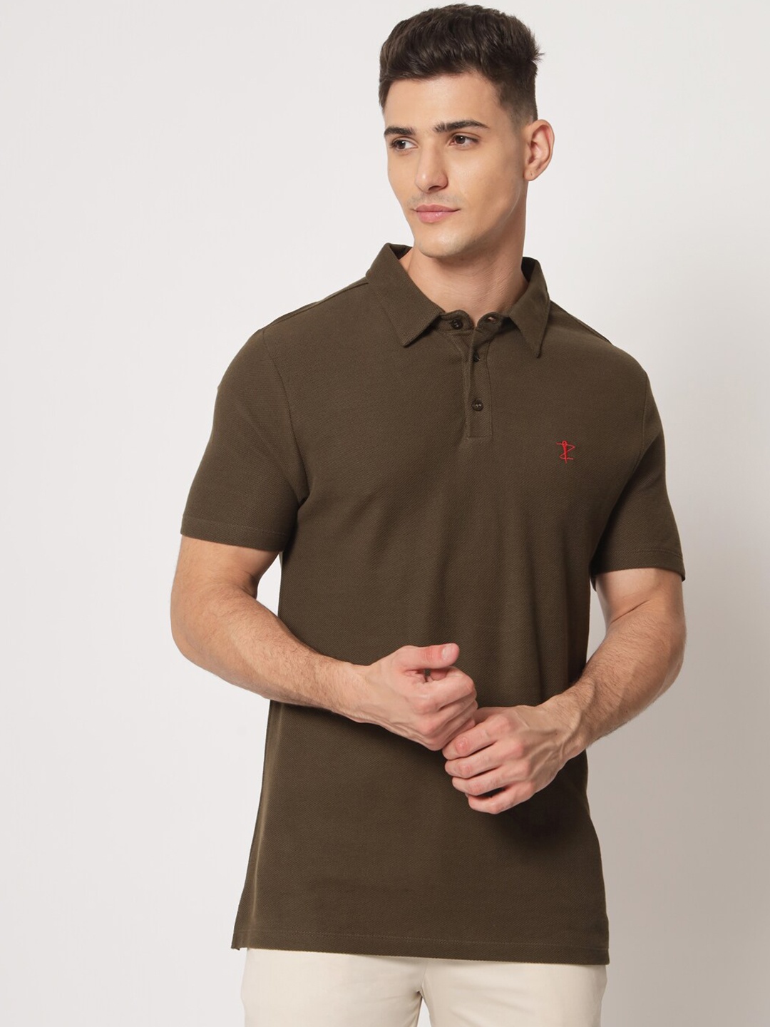 

Aazing London Polo Collar Cotton T-Shirt, Brown