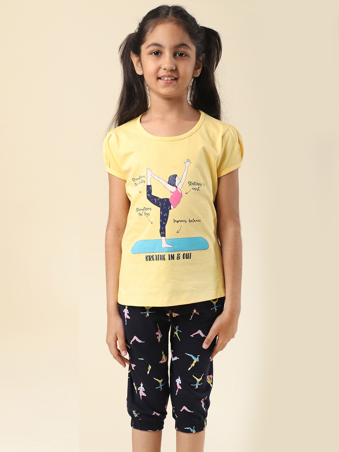 

Nottie Planet Girls Conversational Printed Pure Cotton Night Suit, Yellow