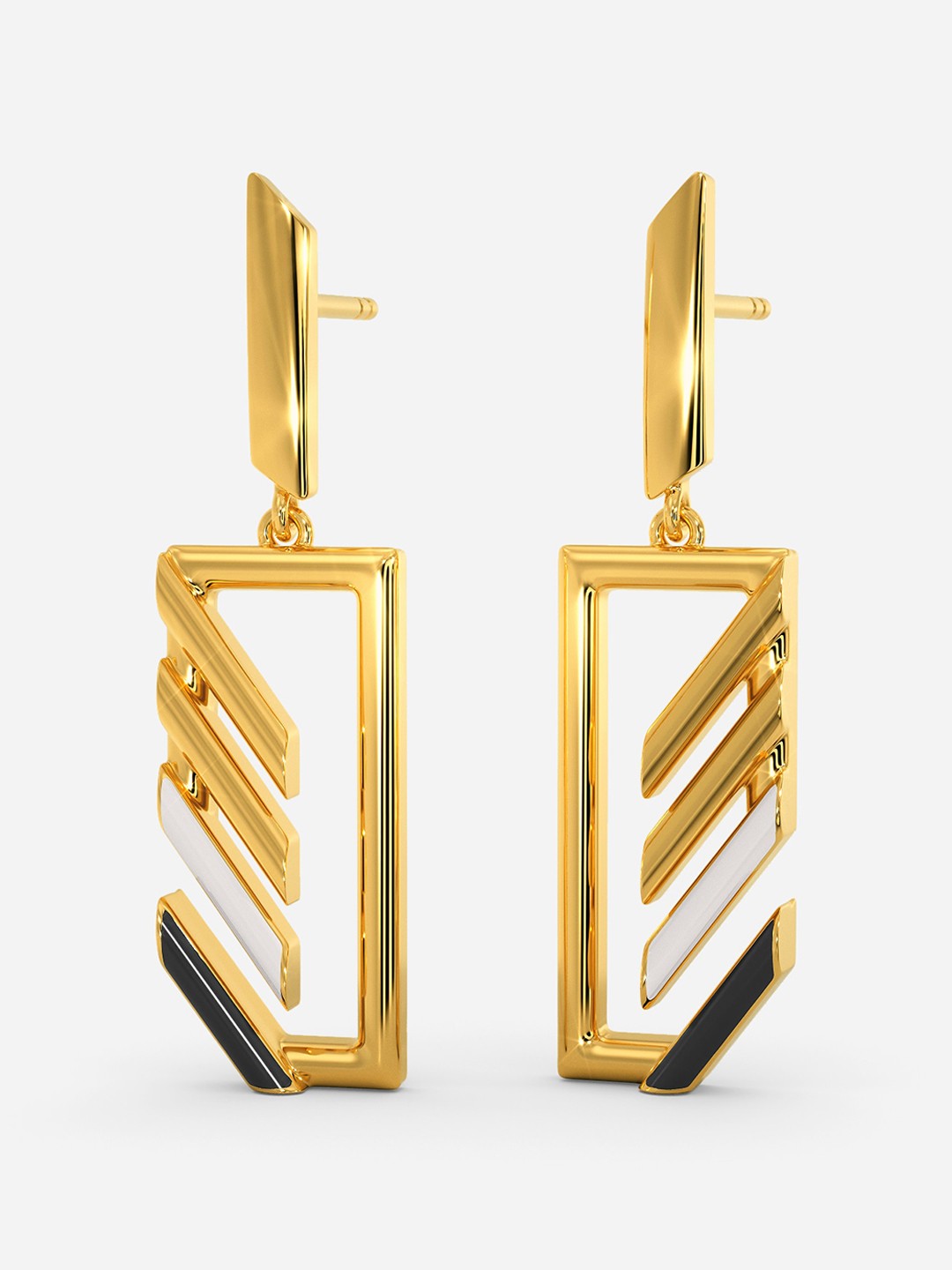 

MELORRA Stripe Swipe 18KT Gold Dangle Earrings-5.33gm