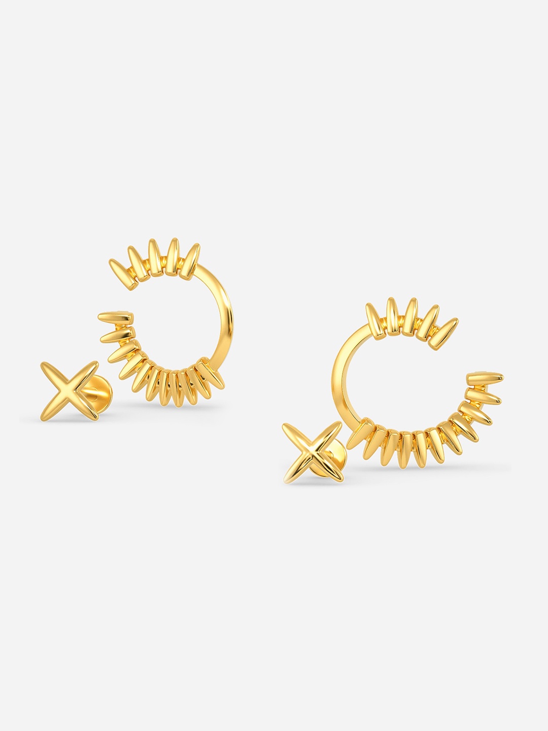 

MELORRA Chipper in Zipper 18KT Gold Earrings with Side Earrings - 3.57 gm