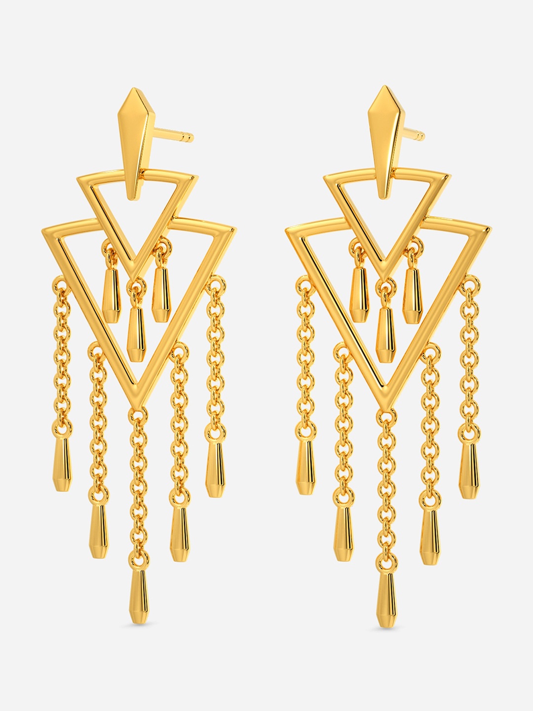 

MELORRA Bead Fringe 18KT Gold Earrings - 5.81gm