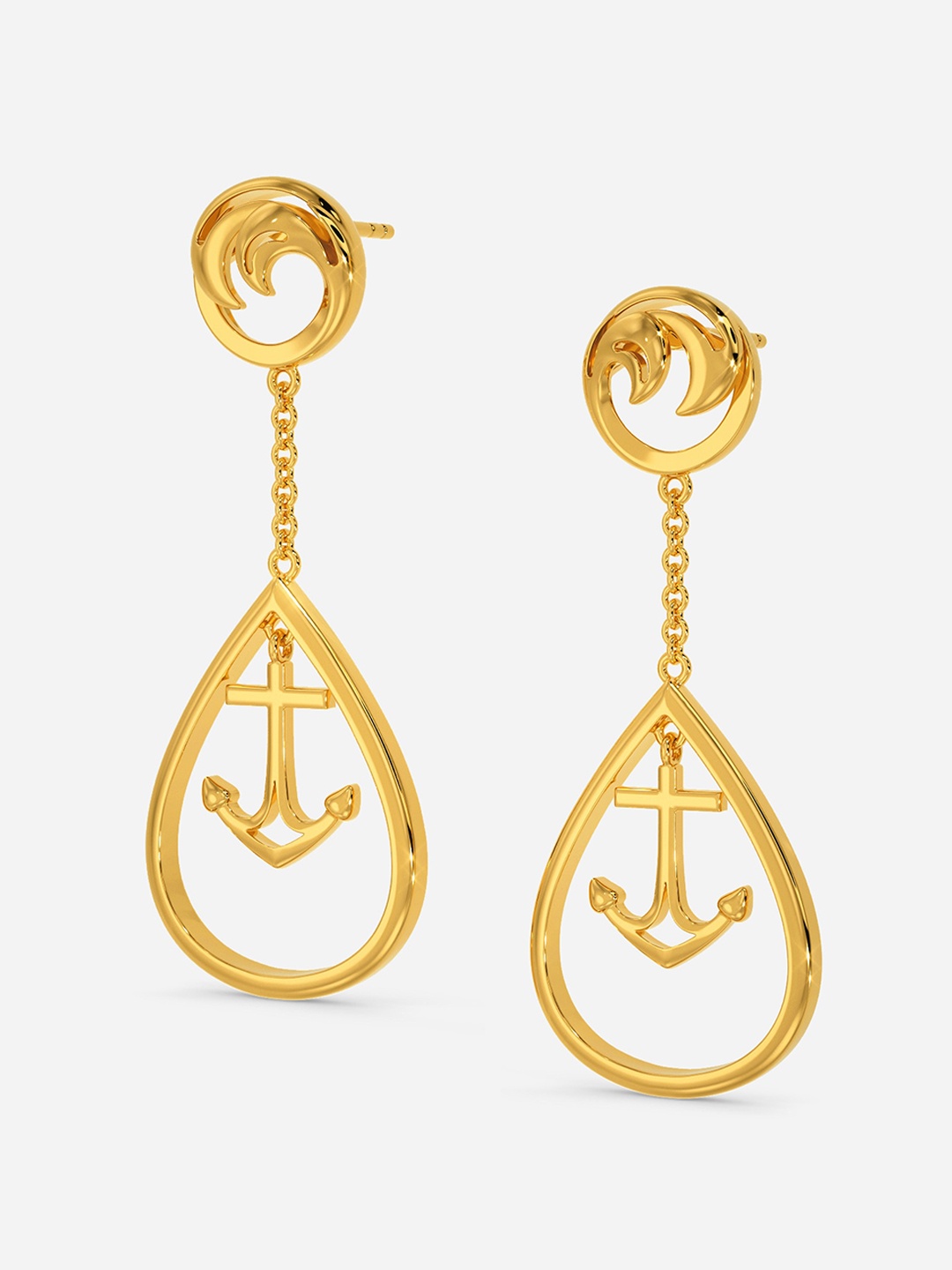 

MELORRA Exquisite Waves 18KT Gold Drop Earrings-7.37gm