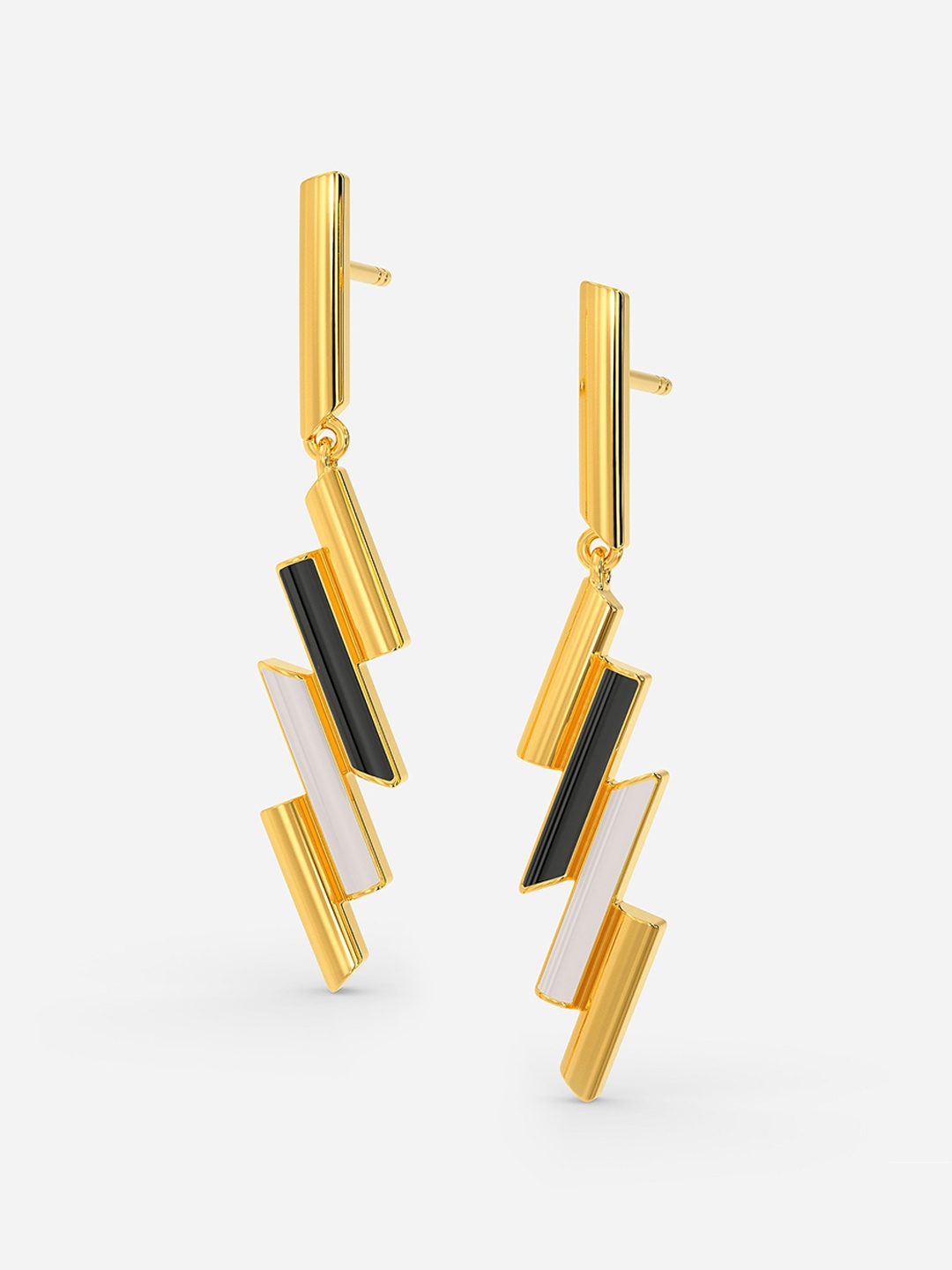 

MELORRA Pencil Panache 18KT Gold Drop Earrings-5.08gm