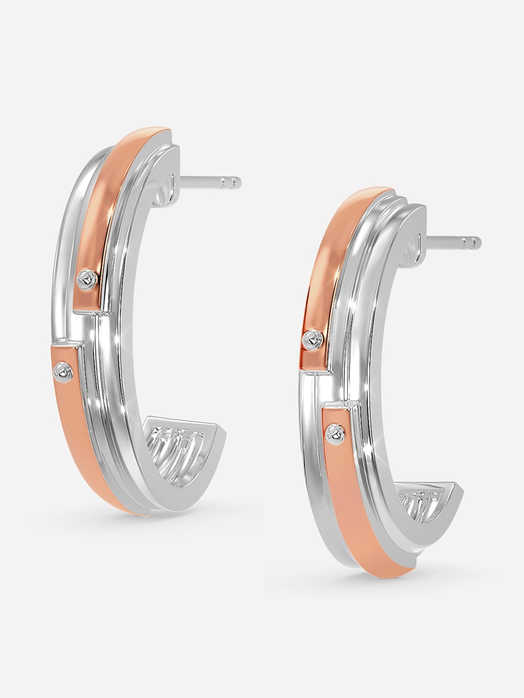 

MELORRA So Reckless 18KT White & Rose Gold Earrings-6.14gm, Silver