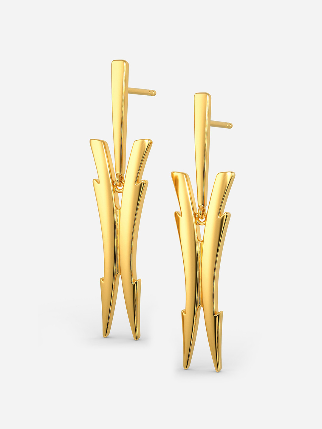 

MELORRA Bold Bolts 18KT Gold Drop Earrings-4.97gm