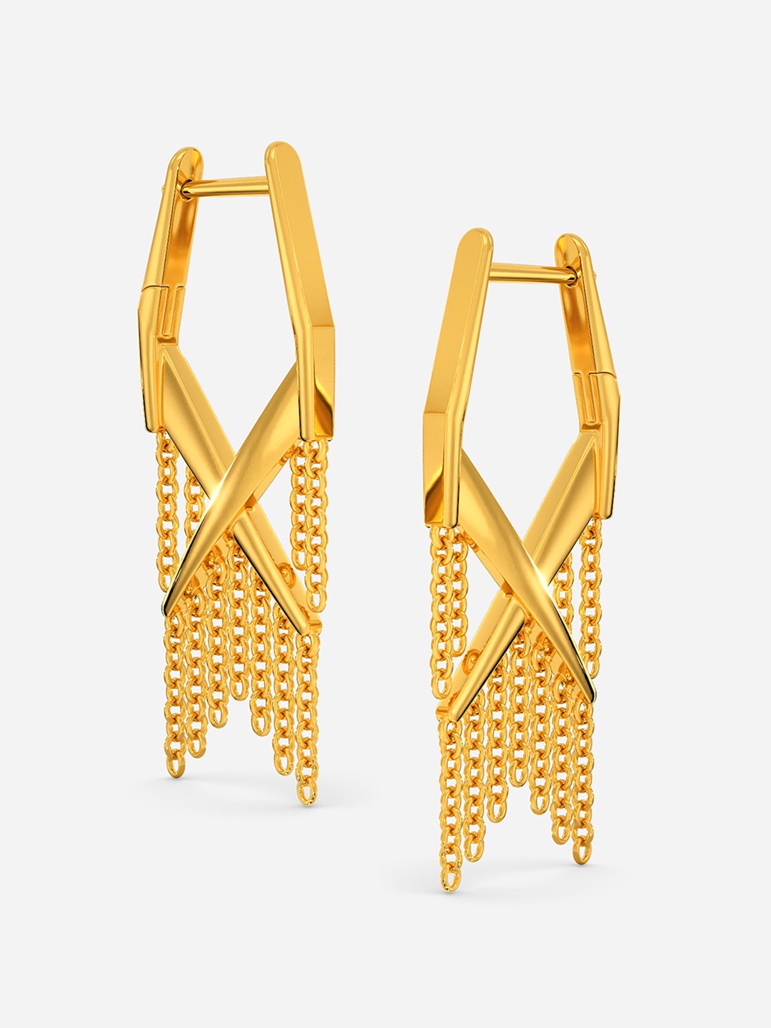 

MELORRA Bohemian Flair Fringe 18KT Gold Earrings - 7.17 gm