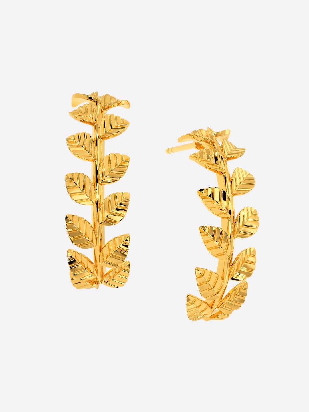 

MELORRA Leafy Vine 18KT Gold Half Hoop Earrings-3.94gm
