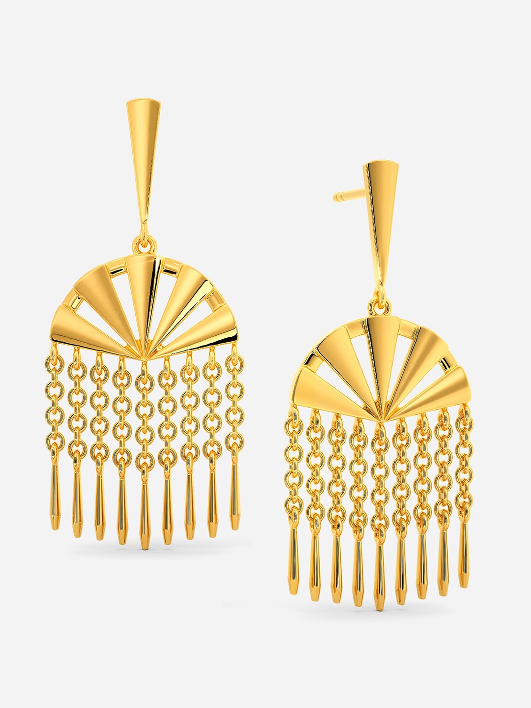 

MELORRA Dramatically Fringed 18KT Gold Dangle Earrings-5.8gm