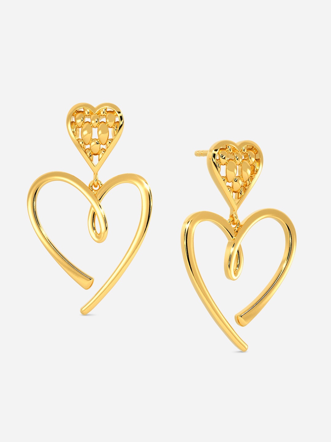 

MELORRA Knit Me A Heart 18KT Gold Drop Earrings-4.59gm