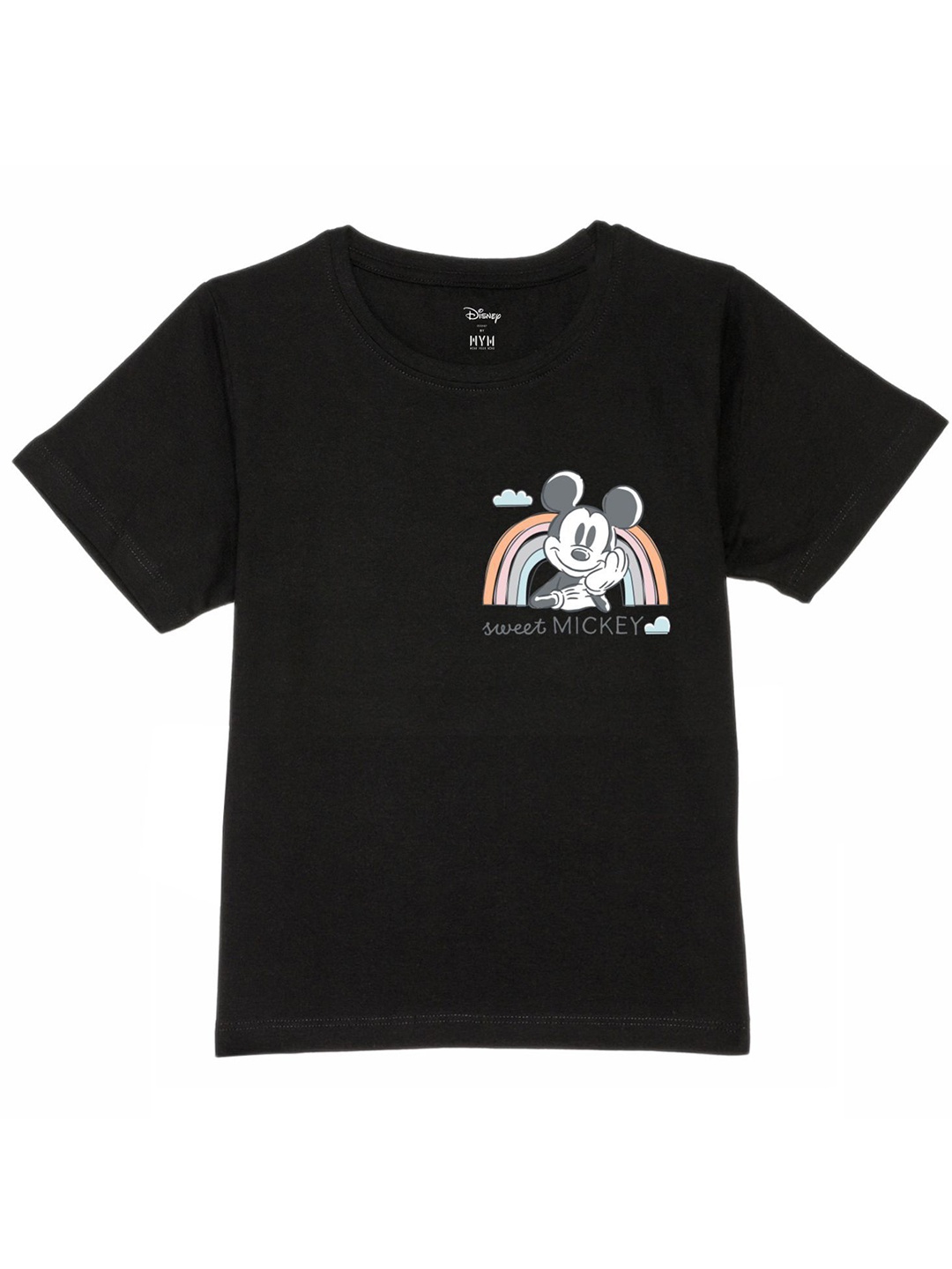 

Disney by Wear Your Mind Mickey Mouse Graphic Printed Pure Cotton T-Shirt, Black