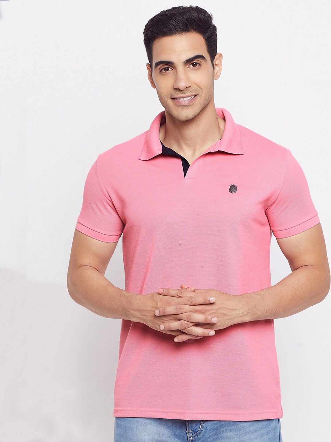 HARBOR N BAY Polo Collar Pure Cotton T-shirt, Pink