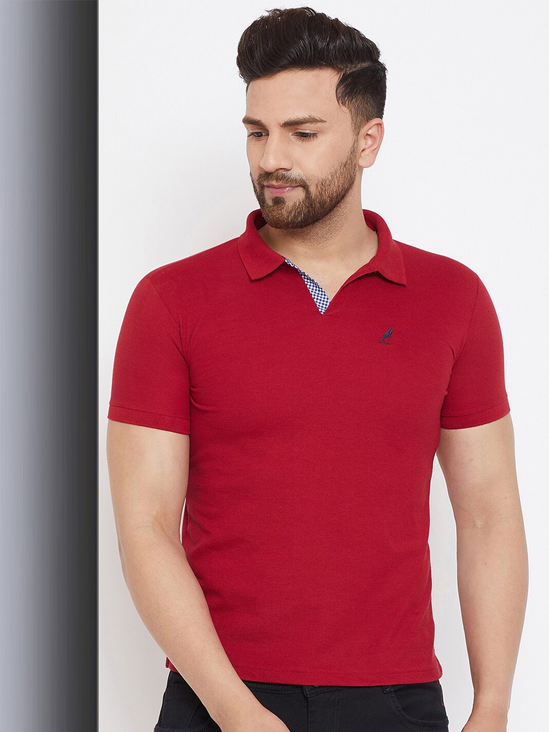 

HARBOR N BAY Polo Collar Slim Fit Pure Cotton T-shirt, Red